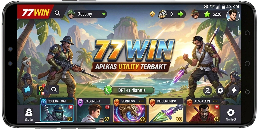 Tampilan antarmuka utama aplikasi 77WIN yang menarik dan fungsional.