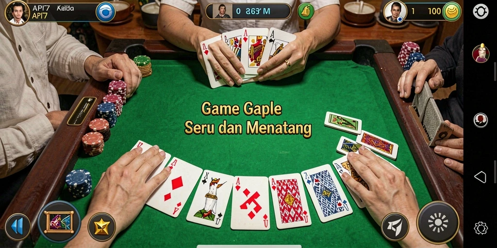 Tampilan gameplay Gaple yang menarik dan interaktif di API77.