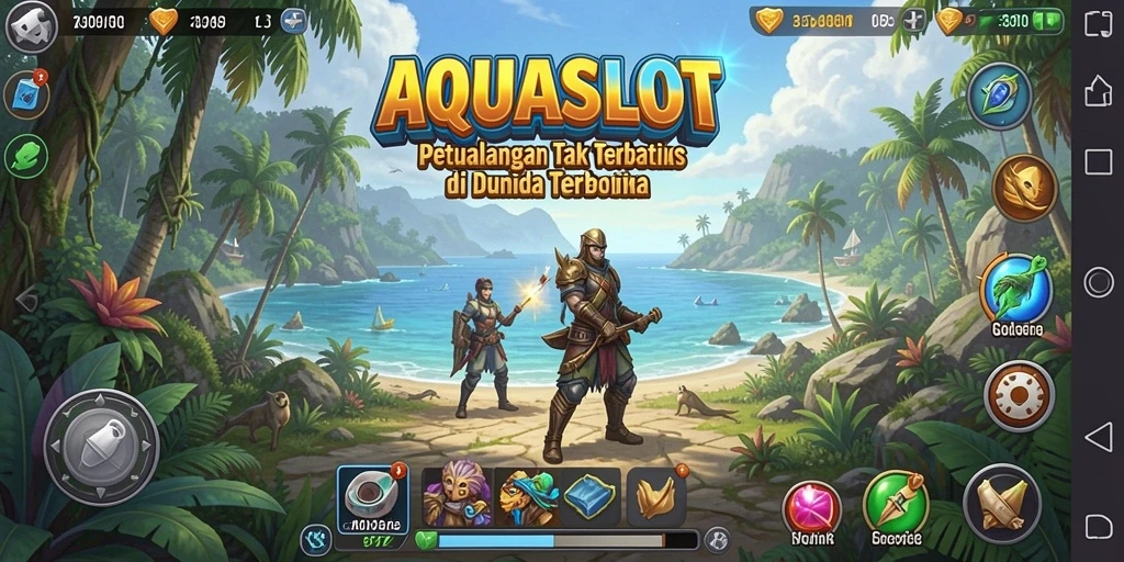 Screenshot menampilkan gameplay yang mendebarkan di dunia terbuka AQUASLOT.