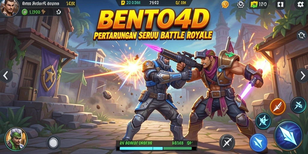 Screenshot gameplay BENTO4D yang menunjukkan aksi Battle Royale di arena pertarungan.