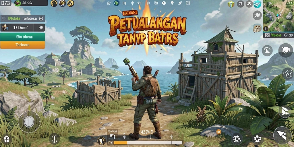 Gameplay D73 menampilkan dunia terbuka yang luas untuk dieksplorasi.