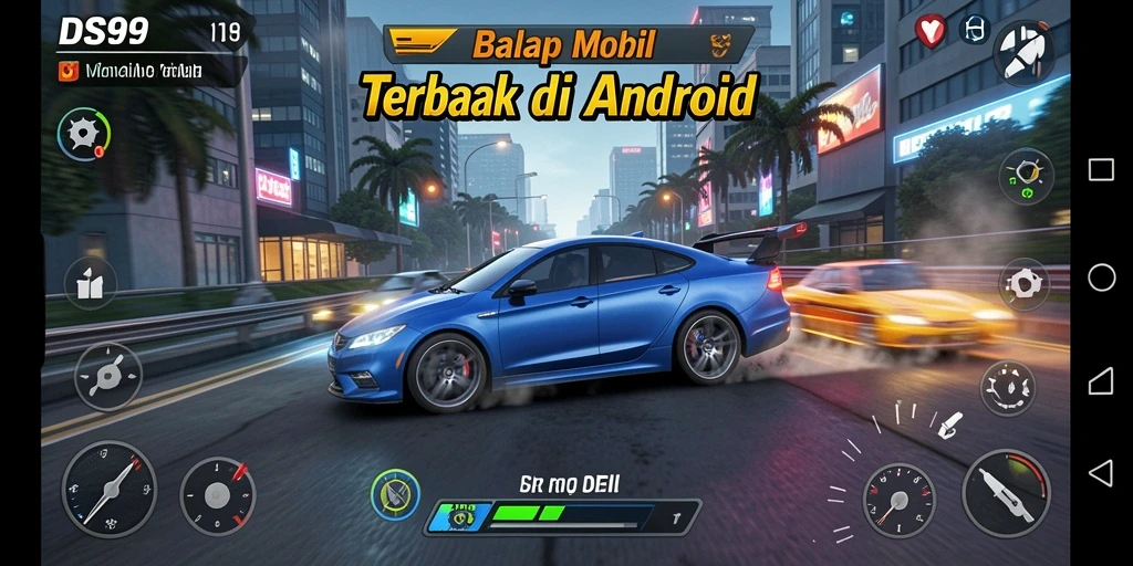 Tampilan gameplay Racing DS99 yang seru dan mendebarkan.