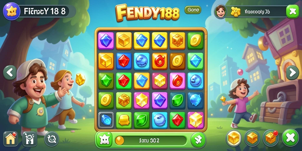 Tampilan gameplay FENDY188 dengan objek Match-3 berwarna-warni dan penuh tantangan.