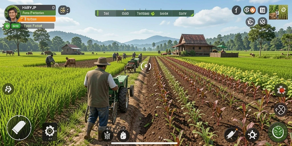 Gameplay menarik dalam pertanian di HARAPJP dengan berbagai fitur.