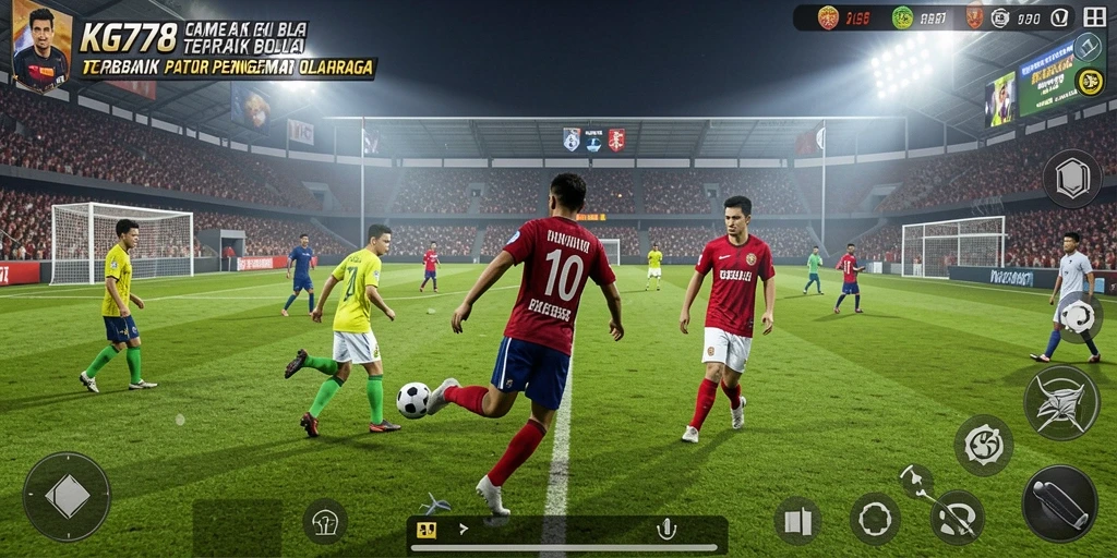 Screenshot gameplay KG778 menunjukkan aksi sepak bola seru.