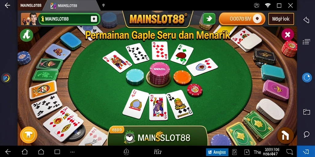 Screenshot game MAINSLOT88 menampilkan pemain sedang seru bermain Gaple.