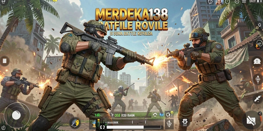 Tampilan seru gameplay MERDEKA138 dengan aksi Battle Royale yang mendebarkan.