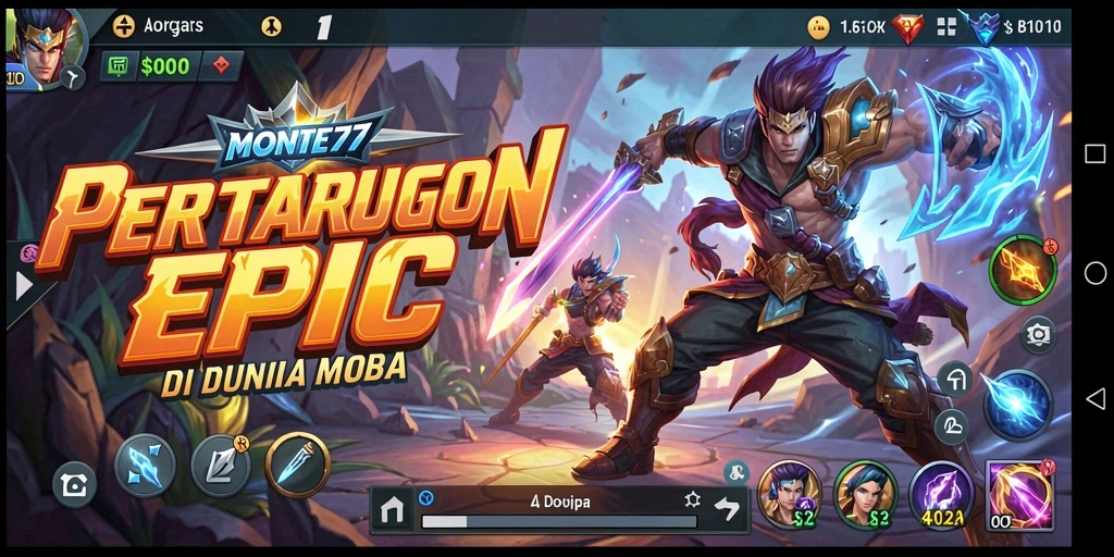 Gameplay seru dan mendebarkan dari MONTE77 di dunia MOBA.