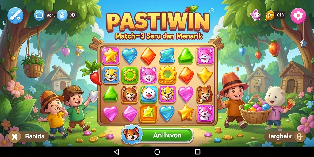 Tampilan gameplay seru PASTIWIN dengan tantangan Match-3.