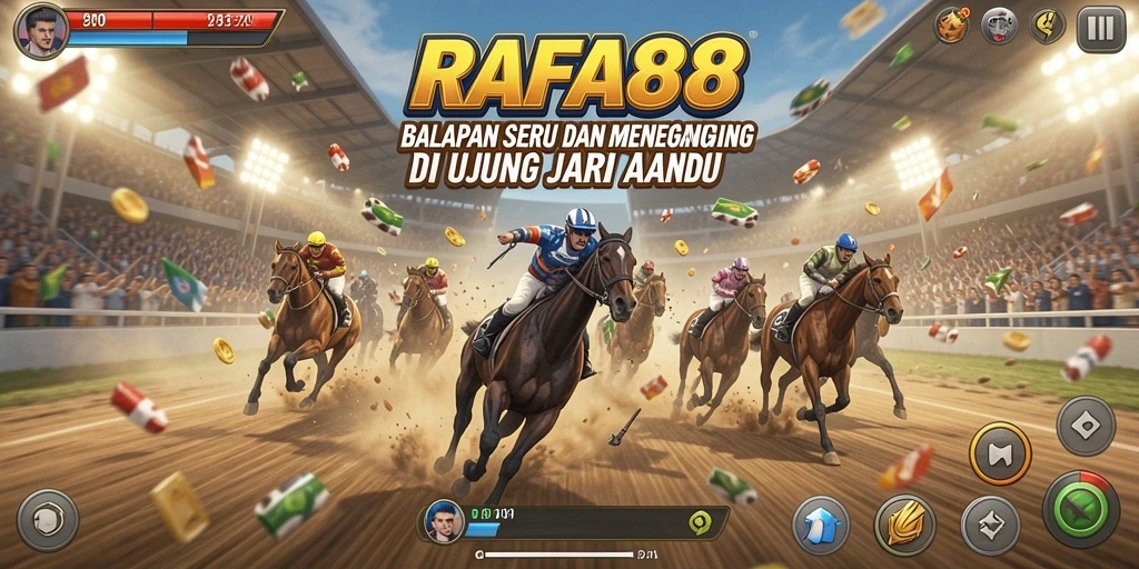 Gameplay RAFA88 yang mendebarkan dengan mobil balap melaju cepat.