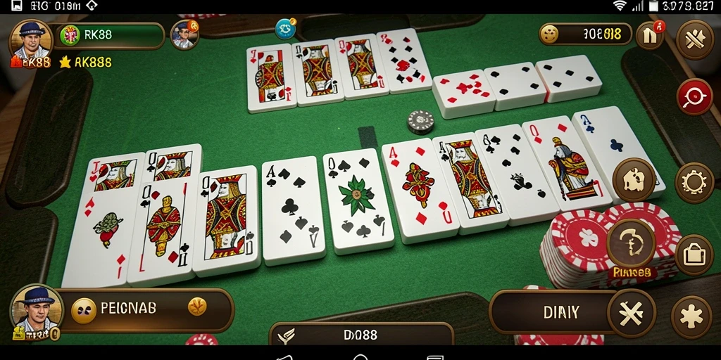 Tampilan gameplay seru RK88 dengan animasi domino yang menarik.