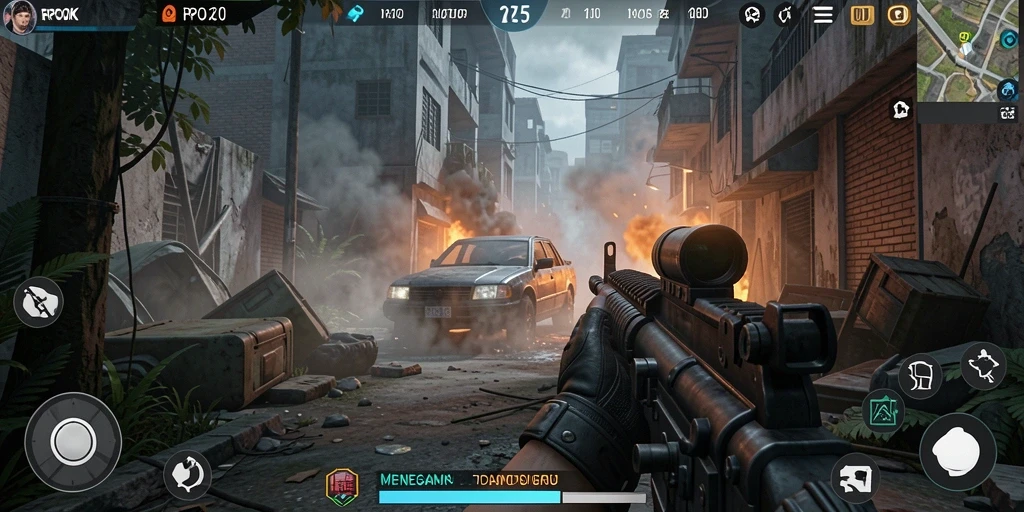 Screenshot gameplay RPOK yang menampilkan pertempuran seru di arena TPS.