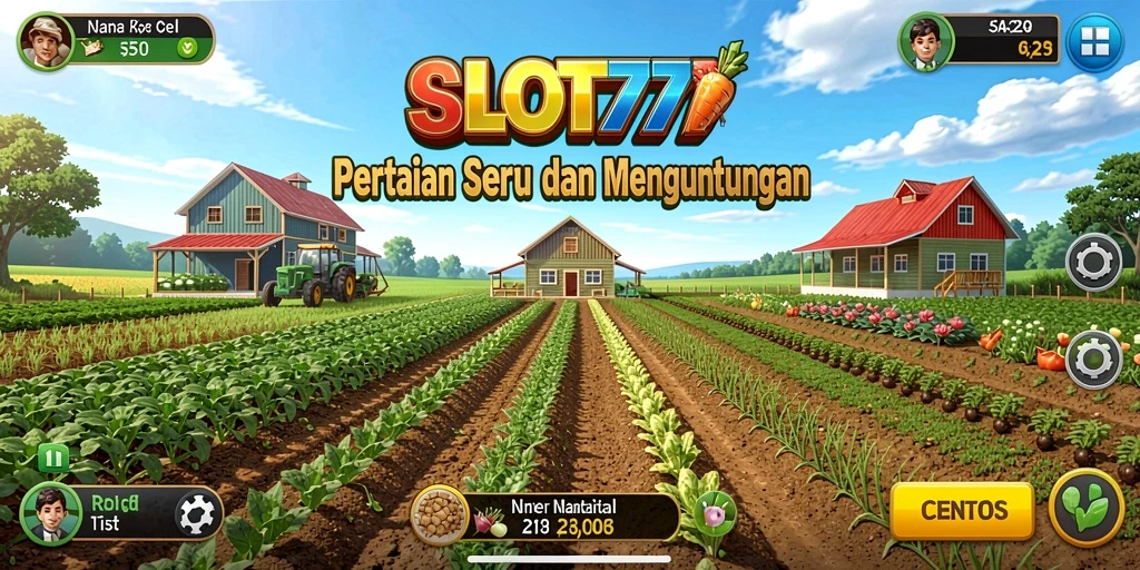 Tampilan permainan SLOT777 yang menarik dengan lahan pertanian yang subur.