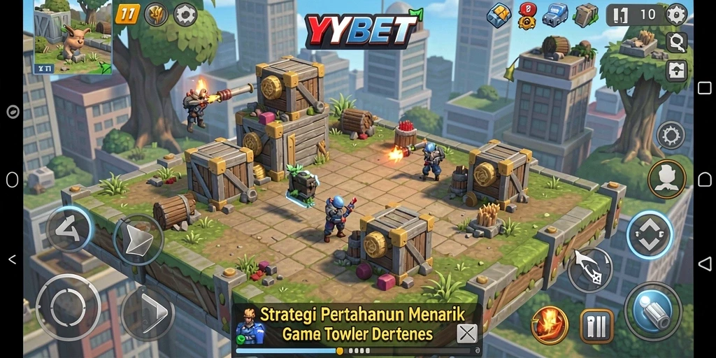 Tangkapan layar utama YYBET menampilkan aksi pertahanan menara yang mendebarkan.